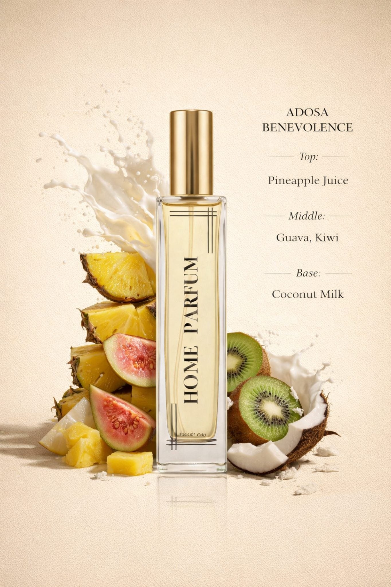 Luxable Fragrances Adosa Benevolence home perfume fragrance notes pineapple guava kiwi coconut milk