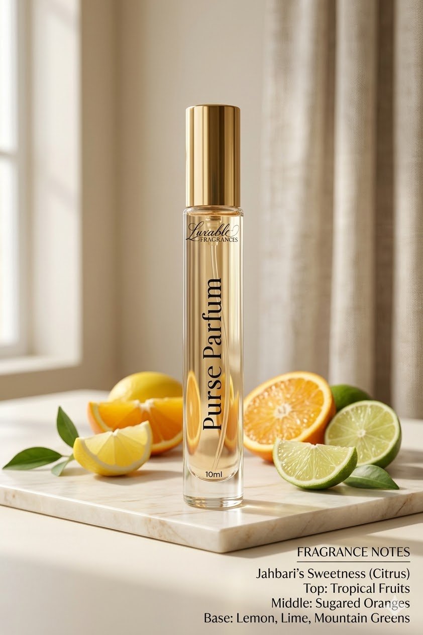 Luxable Fragrances Jahbari's Sweetness purse parfum fragrance notes citrus editorial