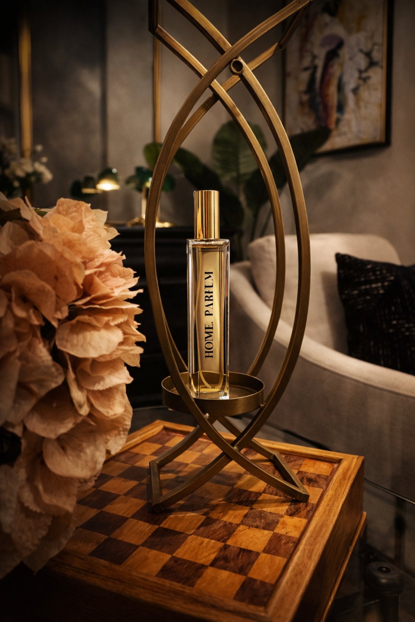 Jahdani’s Laughter home perfume luxury home fragrance styled in elegant interior