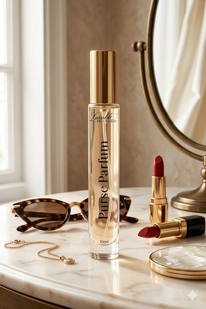 Luxable Fragrances Romaine's Love purse parfum luxury vanity lifestyle scene