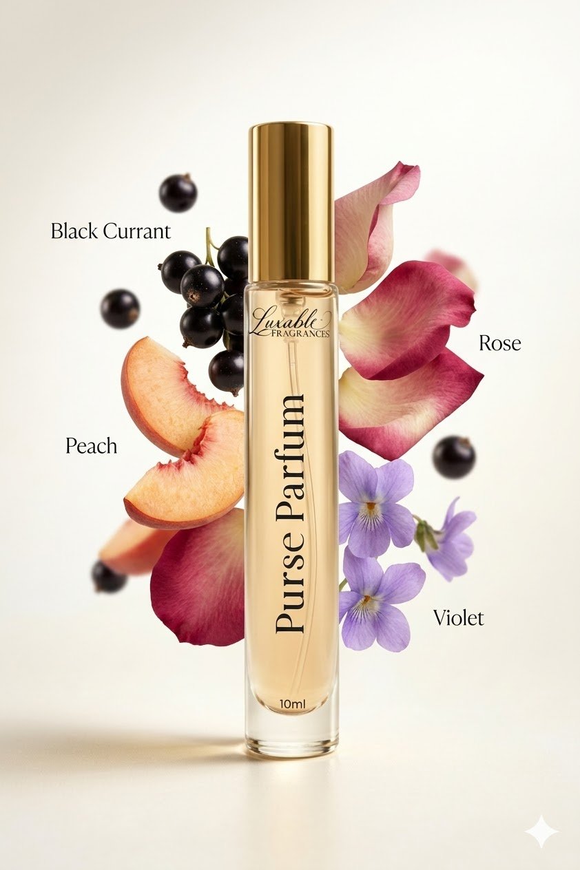 Luxable Fragrances Shantau's Day purse parfum ingredient explosion rose peach black currant violet