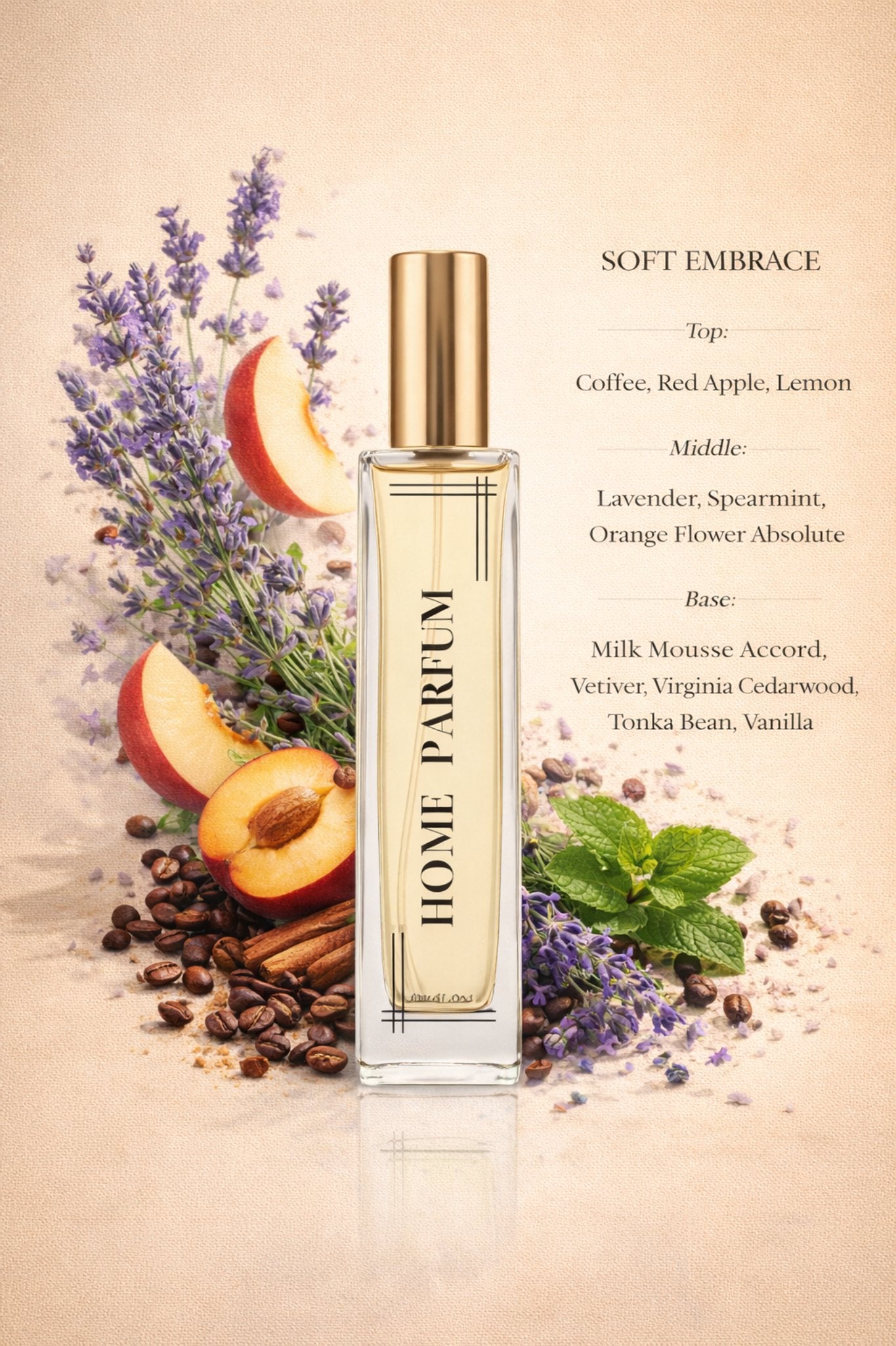 Soft Embrace home perfume fragrance notes lavender coffee apple lemon vanilla