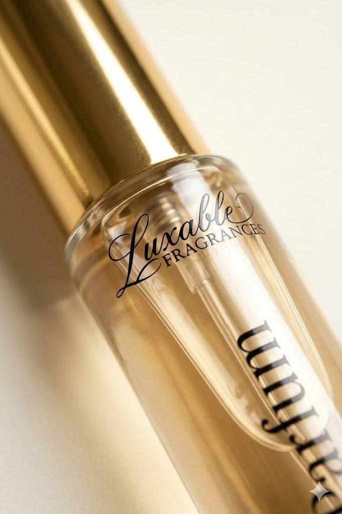 Luxable purse parfum gold cap macro detail Soft Embrace fragrance bottle